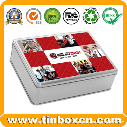 Food Grade Rectangular Metal Can Tin Container for Cookie Biscuit